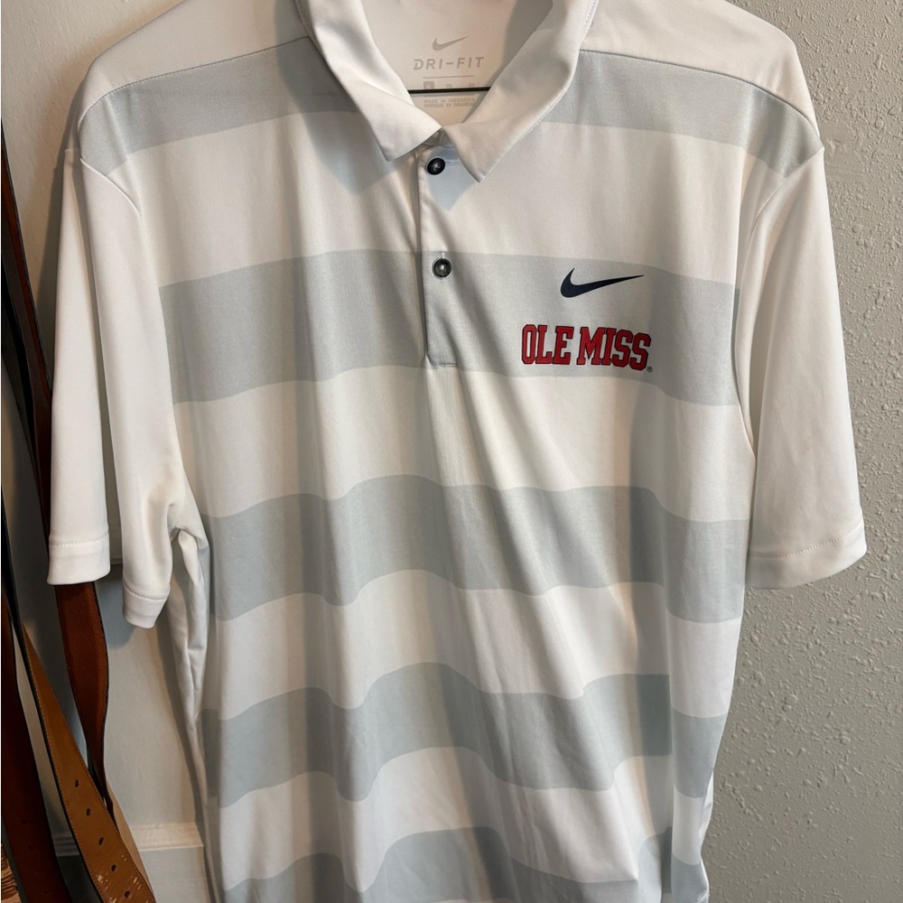 Ole Miss Rebels Nike Performance Polo- White and Gray